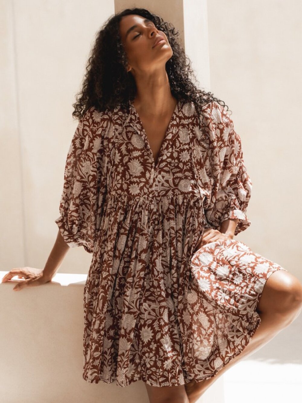 Daughters Of India Kyra Mini Dress in Wine